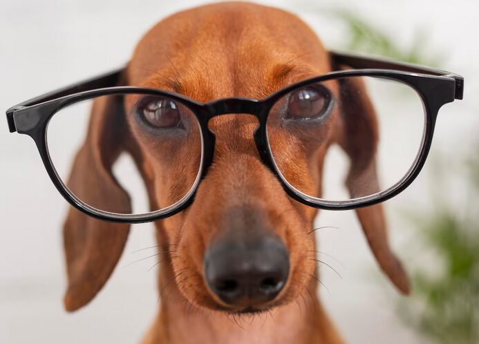 lustiger Hund mit Brille